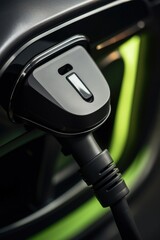 A close-up view of a car's charging cable. Ideal for showcasing electric vehicle technology.