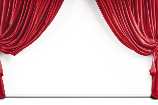 A white wall with a red curtain. This image can be used as a background or backdrop for various events or performances