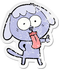 distressed sticker of a cute cartoon dog