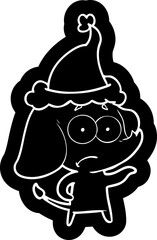 cartoon icon of a unsure elephant wearing santa hat