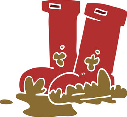 cartoon doodle muddy boots