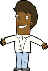 cartoon grining man with open arms
