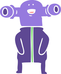 friendly flat color style cartoon alien