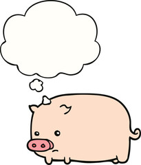 cute cartoon pig and thought bubble