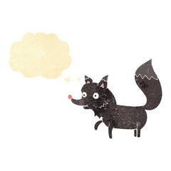 cartoon wolf cub with thought bubble