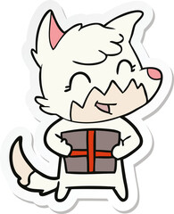 sticker of a happy cartoon fox