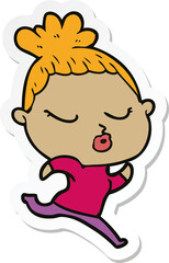 sticker of a cartoon calm woman