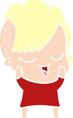 happy flat color style cartoon girl