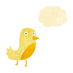 cartoon yellow bird with thought bubble