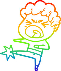 rainbow gradient line drawing cartoon furious man