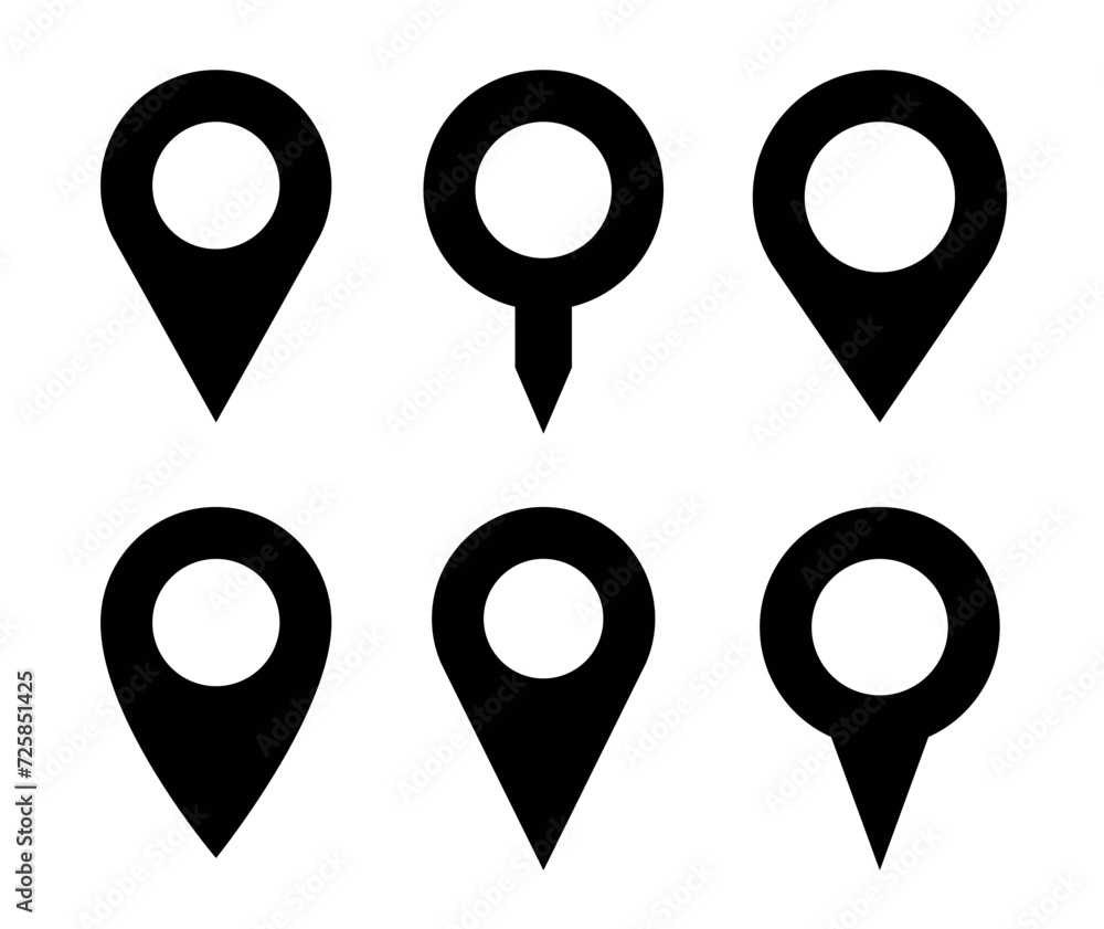 Poster location pin icon vector. set of map point symbols isolated. gps marker. map pointer. map marker loc