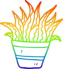 rainbow gradient line drawing cartoon plant