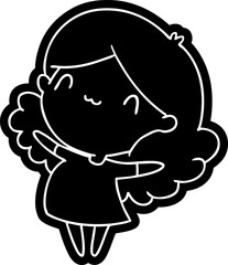 cartoon icon of a cute kawaii girl