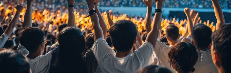 Asian People Sports Fans Cheering At Arena Backdrop Generative AI