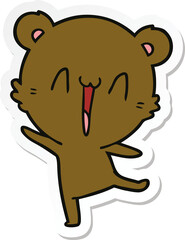 sticker of a happy bear cartoon