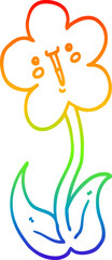 rainbow gradient line drawing cartoon flower