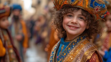 A Jewish boy in costume on Purim Generative AI
