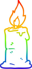 rainbow gradient line drawing cartoon burning candle