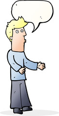 cartoon man explaining with speech bubble