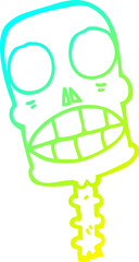 cold gradient line drawing cartoon spooky skull