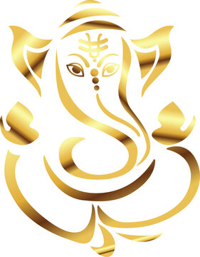 Lord ganesha vector illustration, Ganesh chaturthi, Ganesh icon in Golden, Golden Ganesh ji,greeting card Lord Ganpati, Festivals and Decorative