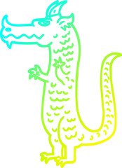 cold gradient line drawing cartoon dragon