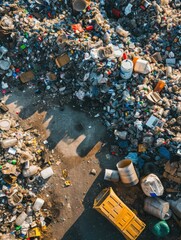 A sprawling recycling plant highlights the importance of industrial recycling amidst plastic waste and pollution. Generative AI.