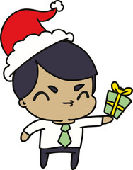 christmas cartoon of kawaii boy