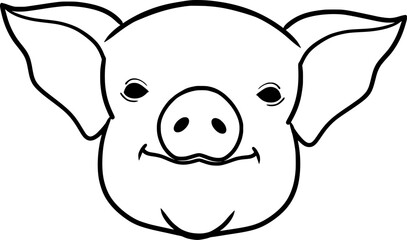 pig head outline illustration on trancparent background	
