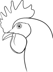 Rooster head outline illustration isolated