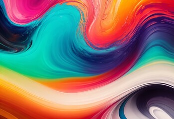 Fototapeta premium Colorful Liquid paint ink curved motion flow on isolated white background. Vivid color Fluid dynamic paint wave. 