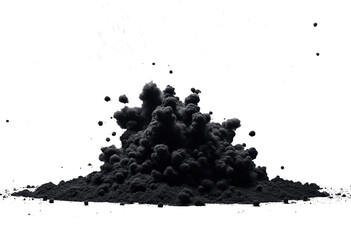 Black charcoal powder dust paint white explosion explode burst isolated splatter abstract Powder cha