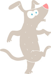 flat color illustration of a cartoon dancing dog