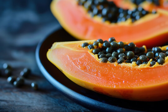 Very delicious half of a papaya. Generative AI