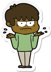 sticker of a annoyed cartoon boy