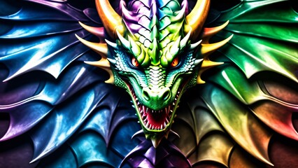 Abstract brilliance unfolds, a colorful Dragon in a 3D explosion; color dances on wallpaper.