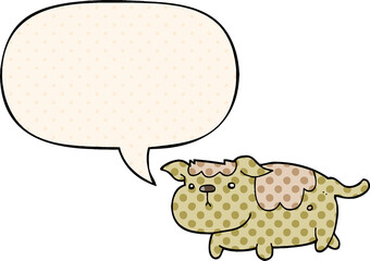 cartoon dog and speech bubble in comic book style