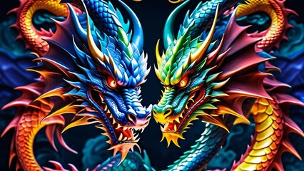 Abstractly spectacular, a colorful Dragon dances on an unbelievably magnificent close-up; a 3D explosion of rich and inspiring colors.