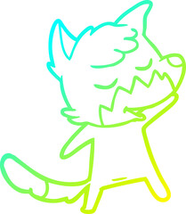 cold gradient line drawing friendly cartoon fox