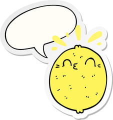 cute cartoon lemon and speech bubble sticker