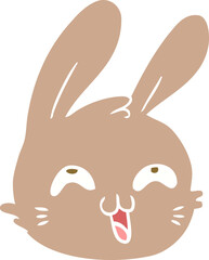 flat color style cartoon happy rabbit face