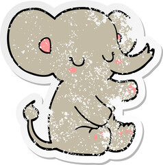 distressed sticker of a cartoon elephant