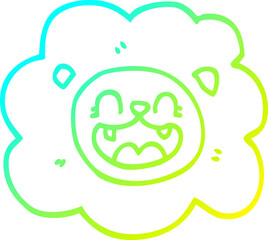 cold gradient line drawing cartoon happy lion
