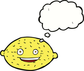cartoon lemon with thought bubble