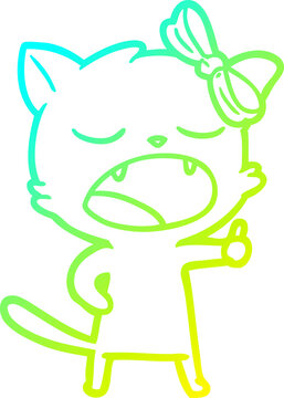 recommend clip art: cold gradient line drawing cartoon yawning cat