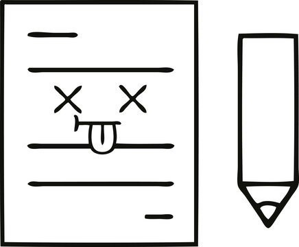 line drawing cartoon test paper