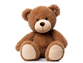 Obraz premium Plush Teddy Bear Soft Toy Isolated on White Background AI Generated