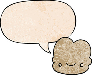 cartoon cloud and speech bubble in retro texture style