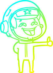 cold gradient line drawing cartoon laughing astronaut