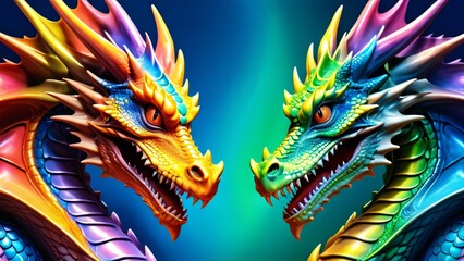 Fototapeta premium Abstract perfection, a colorful Dragon in an incredibly awesome 3D; colorful curves on a wonderfully bright background.